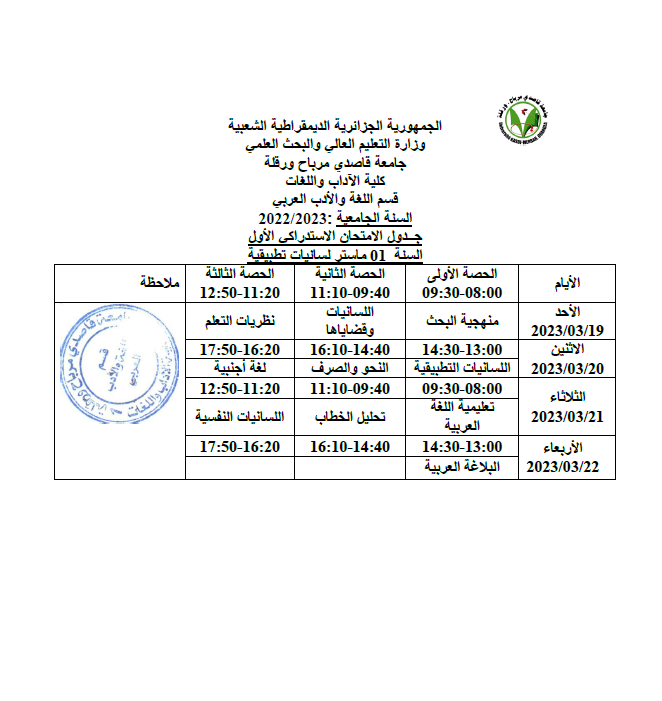 لسانيات تطبيقية اولى ماستر استدراك