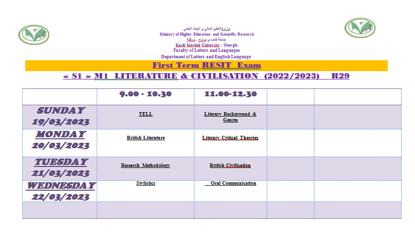 literatur.civilisation اولى ماستر استدراك